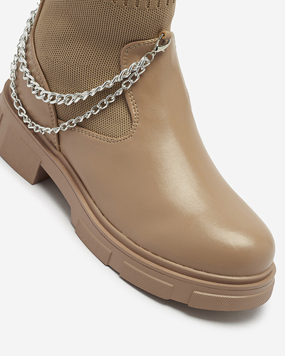 Чоботи жіночі світло-коричневі з верхом a'la sock Foldaf- Footwear