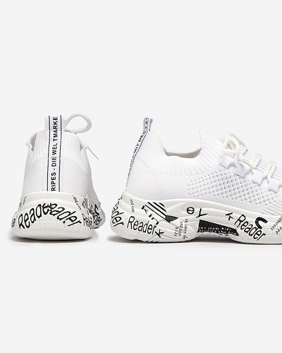 Bílá dámská slip-on sportovní obuv s nápisy Kejini - Obuv
