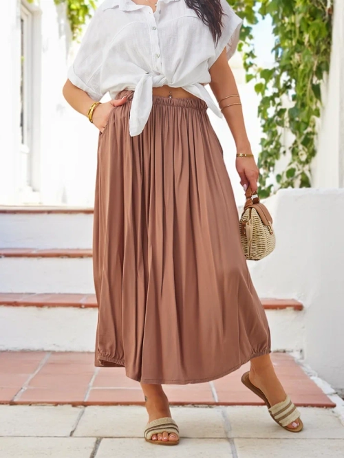 Royalfashion Жіноча тканинна мілка спідниця на літо Легка та повітряна з двома кишенями