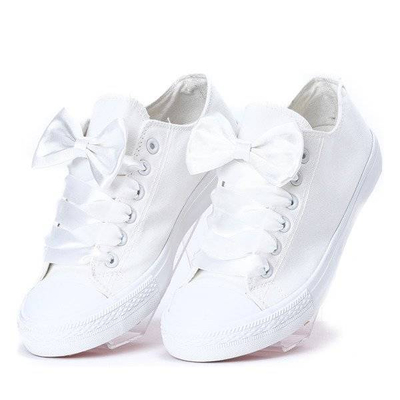 OUTLET Klasické tenisky svázané stuhou Bílé mléko - obuv