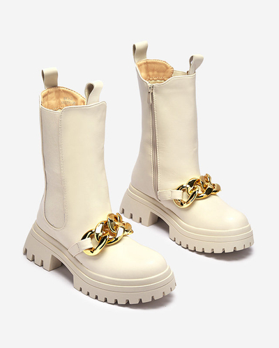 Жіночі черевики з ланцюжком бежевого кольору Evves- Footwear