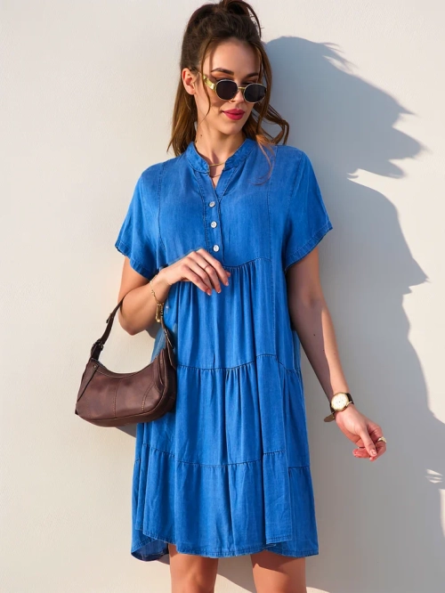 Royalfashion Жіноча тунікова сукня з застібкою на блискавці, денім типу