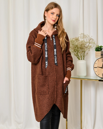 Royalfashion Довга коричнева жіноча дублянка