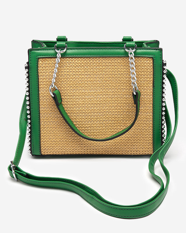 Dámská malá kabelka s tkanou vsadkou - Doplňky