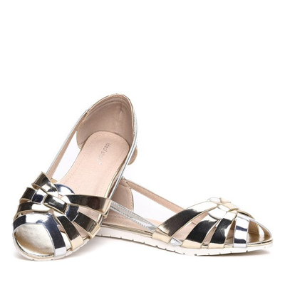 Złoto-srebrne balerinki wykonane z eko skóry- Obuwie