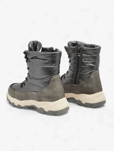 Botki Damskie Aurora Srebrne Ekologiczne Casualowe na Zimę