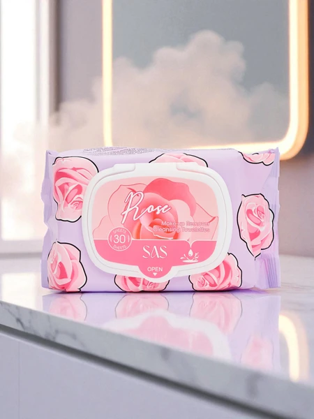 Růžové odličovací vlhčené ubrousky 30 ks.