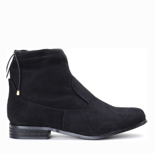 Zamszowe, czarne botki - Obuwie