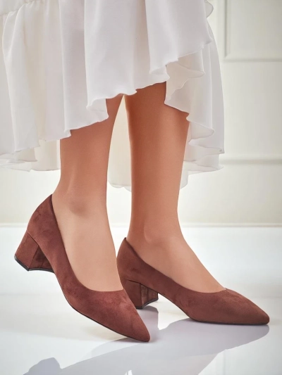 Aurelia Classico – Hnědé dámské semišové lodičky na sloupku 4,5 cm