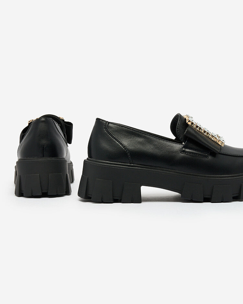 Royalfashion Чорні мокасини з декором на носі Alomease