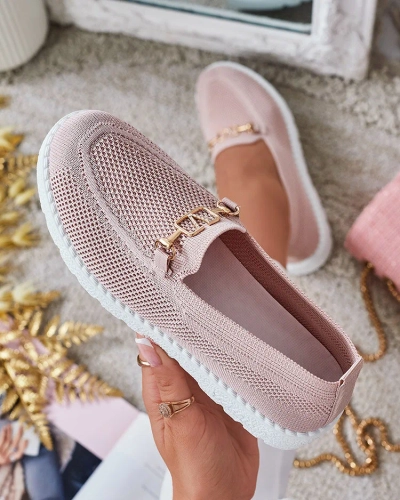 Royalfashion Жіночі тканинні мокасини із золотим декором Erticae