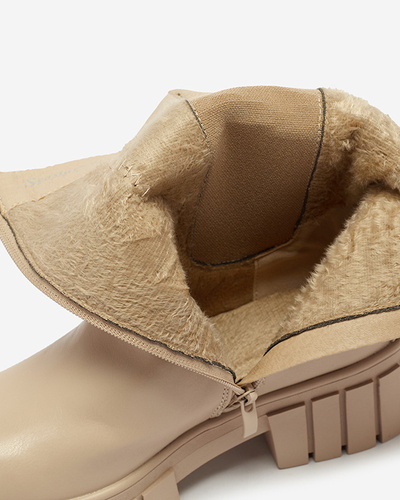 Dámské béžové vysoké zateplené kozačky Otika - Obuv