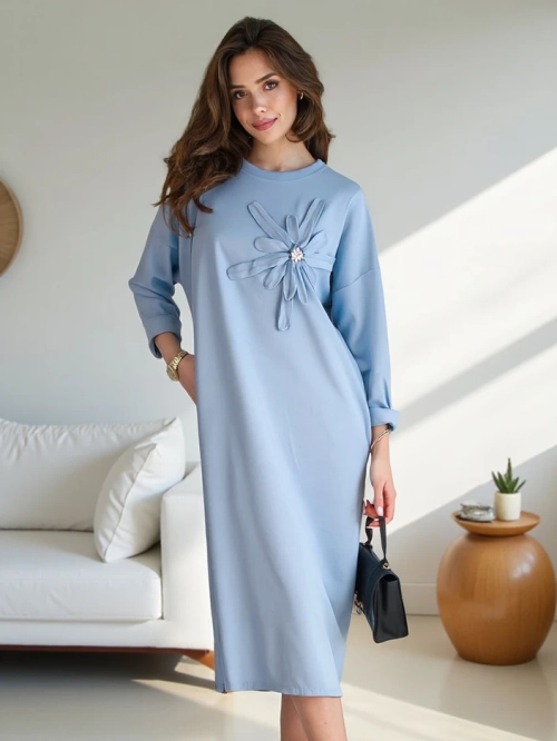 Royalfashion жіноча міді-сукня, оверсайз із тканиною з квіткою