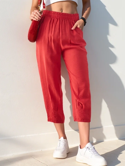 Royalfashion Rovné dámské kalhoty z látky 7/8