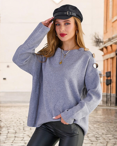 Royalfashion Tenký dámský svetr se zdobením na ramenou
