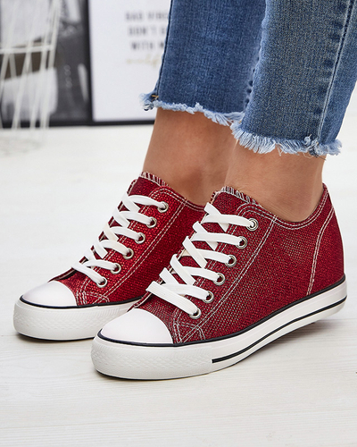 Червоні жіночі кеди на прихованому якорі з блискучою ниткою Seggat- Footwear
