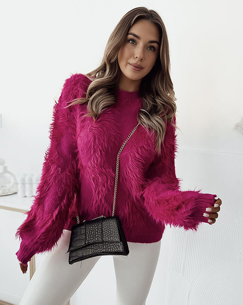 Royalfashion Пухнастий жіночий светр темно-рожевого кольору