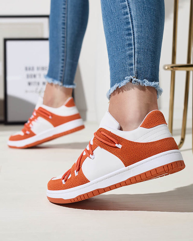 Royalfashion Dámské sportovní tenisky v bílé a oranžové barvě Riloxi