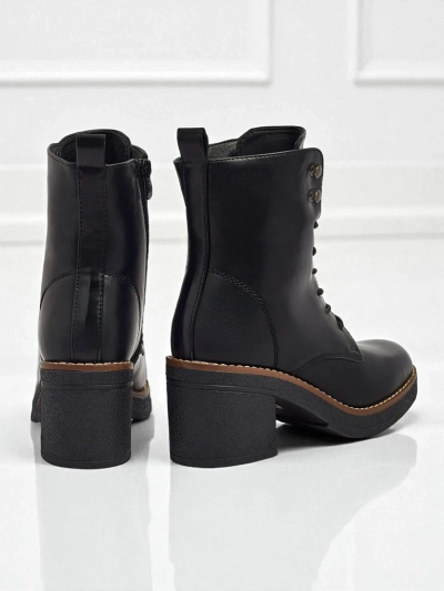 Černé Dámské Kožené Kotníkové Boty 'Aurelia' na Stabilním Sloupku 7,5 cm