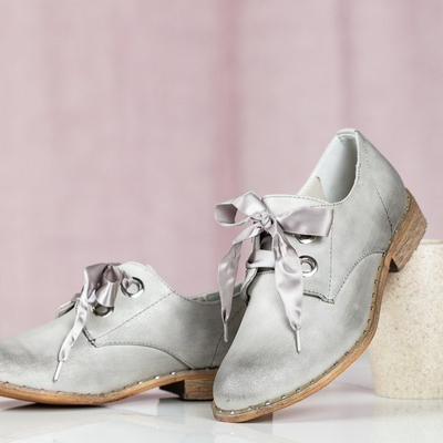 OUTLET Šedé boty se stuhou Zina - Obuv