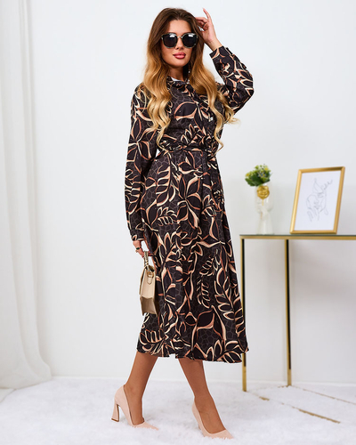 Royalfashion Жіноча максі-сукня з візерунком чорного і світло-коричневого кольору