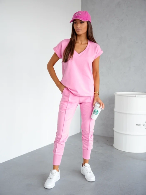 Royalfashion Жіночий котоновий повсякденний комплект з короткими рукавами