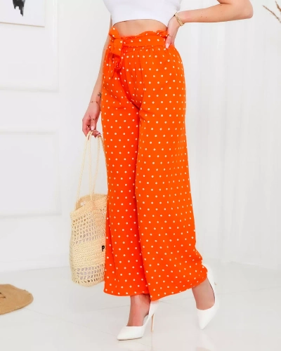 Dámské široké oranžové kalhoty - Oblečení
