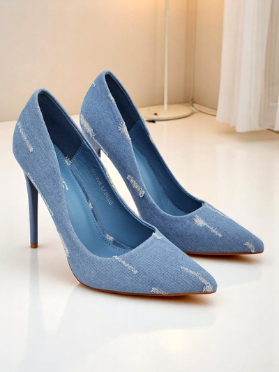 Royalfashion Dámské lodičky na vysokém podpatku Denim Chic