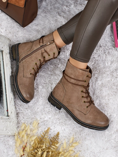 Eko kožené šněrovací dámské kotníkové boty Ravonna