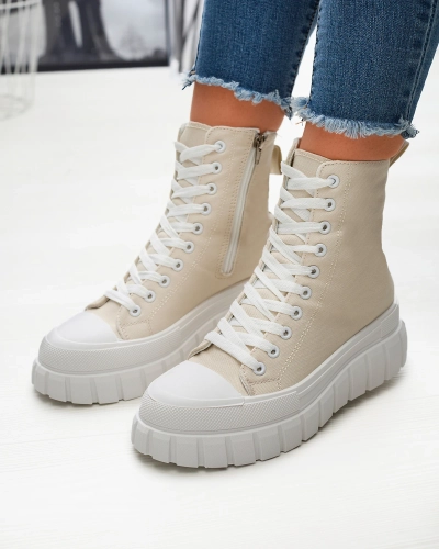 Жіночі кеди на високій платформі бежевого кольору Kivda- Взуття