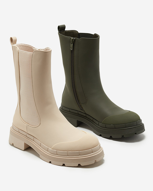 Бежеві матові жіночі високі черевики Namrid- Взуття