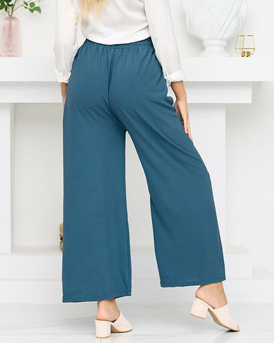 Tyrkysové dámské široké palazzo- Oblečení