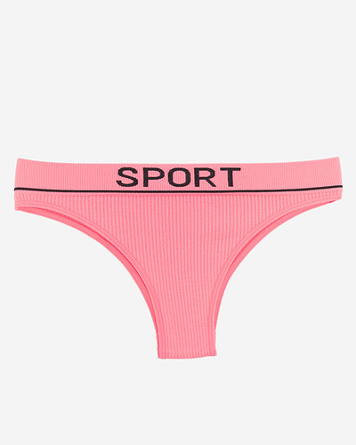 Dámské růžové žebrované kalhotky se sportovními nápisy - Spodní prádlo