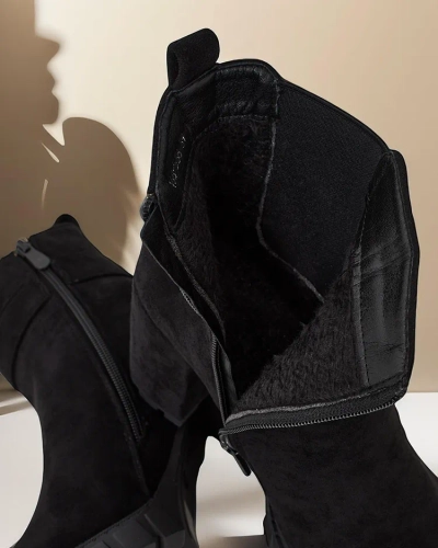 Dámské kotníkové černé boty Royalfashion s blokovým podpatkem Effo