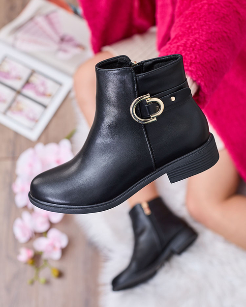 Royalfashion Чорні жіночі черевики a'la sztyblety з прикрасами Ederte