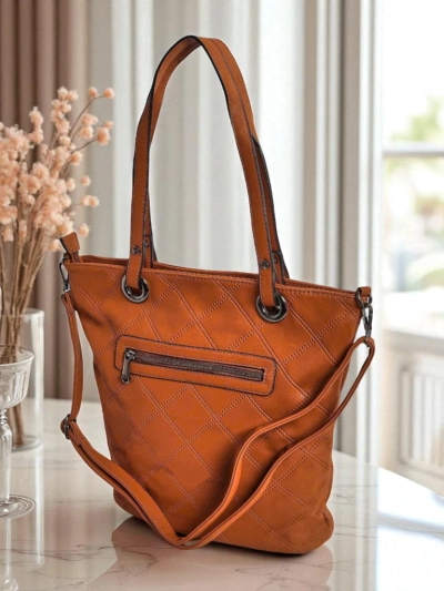 Dámská taška Latona hnědá z ekokůže, prostorná shopperka na zip