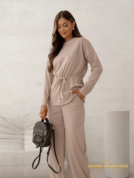 Royalfashion Dámská bavlněná souprava á la svetrový žebrovaný