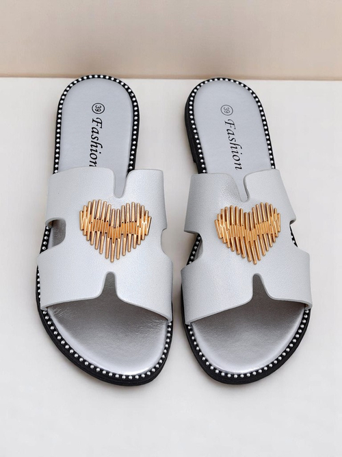 Royalfashion Жіночі шльопанці на плоскій підошві Heart Chic