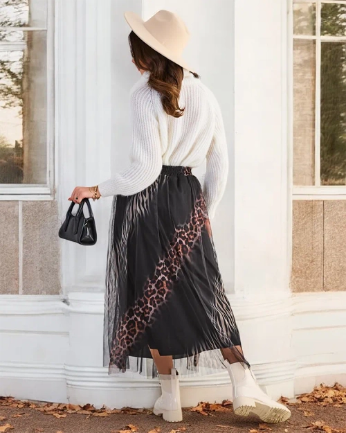 Royalfashion Модель юбки-миди для женщин с тюлем