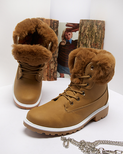 Класичні жіночі черевики снігоходи з верблюжої тауни - Взуття