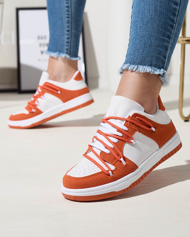 Royalfashion Dámské sportovní tenisky v bílé a oranžové barvě Riloxi
