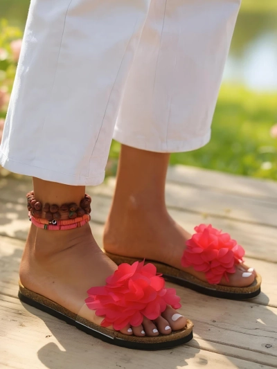 Royalfashion Dámské žabky s kvítky Flora Soft