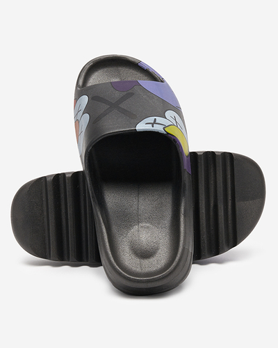 OUTLET Černé gumové dámské pantofle s potiskem Pfizz-footwear