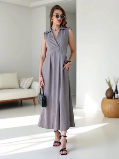 Royalfashion жіноче безрукавне плаття з обгортковим декольте Bizness