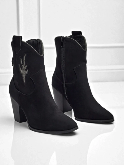 Kovbojky dámské na podpatku s ozdobnými vložkami Cendria