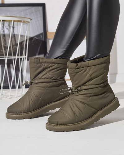 Темно-зелені жіночі утеплені черевики a'la snow boots Kaliolen - Взуття