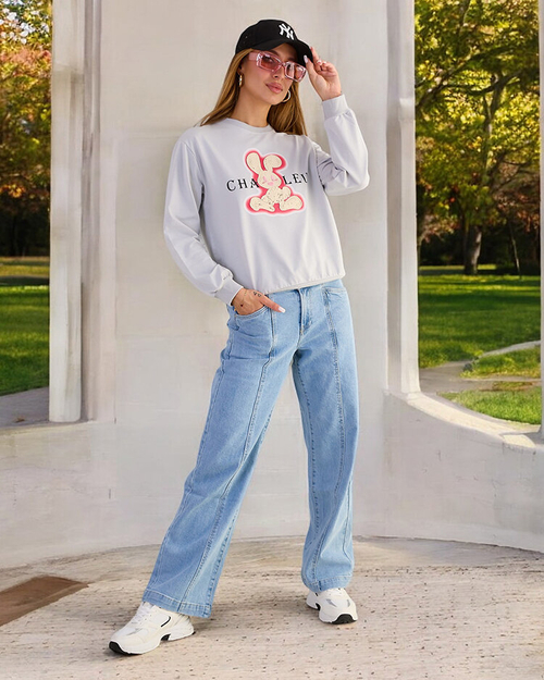 Жіночий бавовняний світшот з тонким принтом Royalfashion