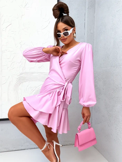 Royalfashion Жіноча міні-сукня з воланами на зав'язках