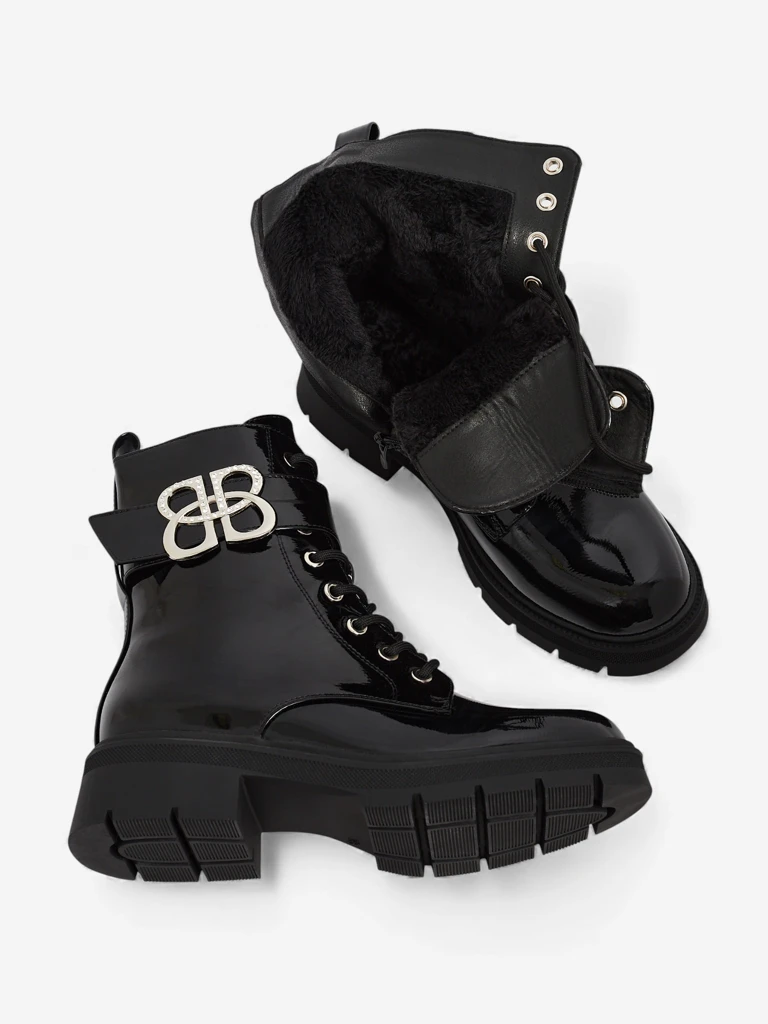 Lakované dámské workery z eko kůže Veuli