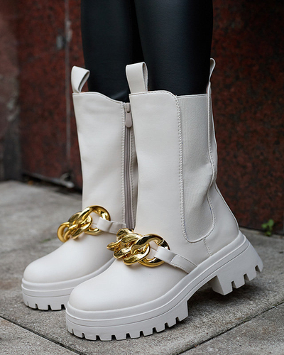 Жіночі черевики з ланцюжком бежевого кольору Evves- Footwear